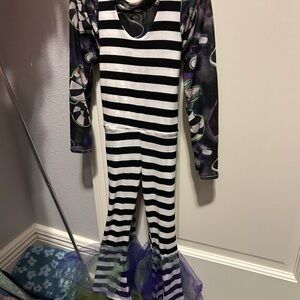 Striped Black and White Costume with Colorful Sleeves